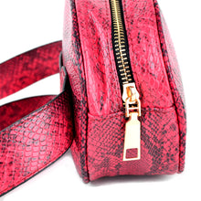 Load image into Gallery viewer, Nollia Women's Red Snake Skin Belt Bag with Removable Strap