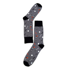 Load image into Gallery viewer, Parquet Men’s Golf Novelty Crew Socks – Grey & Black