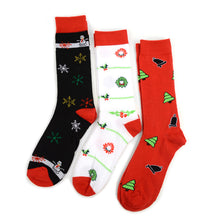 Load image into Gallery viewer, Parquet 3-Pair Pack Ladies Christmas Holidays Crew Socks – Snowman, Wreath & Tree Patterns