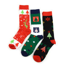Load image into Gallery viewer, Parquet 3-Pair Pack Ladies Christmas Holidays Crew Socks – Trees, Snowflakes & Reindeer