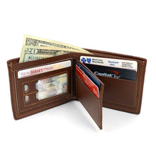 Load image into Gallery viewer, Men's Bi-Fold Brown Leather Wallet