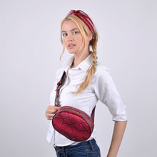 Load image into Gallery viewer, Nollia Women's Red Snake Skin Belt Bag with Removable Strap