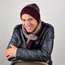 Load image into Gallery viewer, Men's Winter Knit Wine Scarf and Hat Set