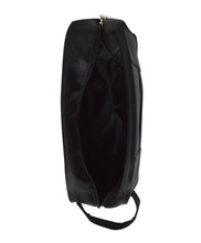Load image into Gallery viewer, Open top view of black travel kit bag with spacious compartment