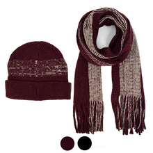 Load image into Gallery viewer, Men's Winter Knit Wine Scarf and Hat Set