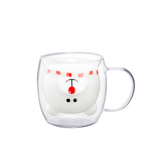 Load image into Gallery viewer, Double-walled glass mug with festive polar bear and red nose