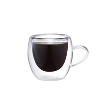 Load image into Gallery viewer, Double walled clear espresso cup with black coffee
