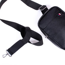 Load image into Gallery viewer, Black Compact Pouch-Style Vegan Leather Sling Bag W/ Adjustable Strap