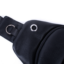 Load image into Gallery viewer, Black Vegan Leather Sling Bag - Spacious with D Hook for Keys & Charms
