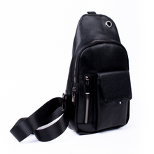 Load image into Gallery viewer, Black Vegan Leather Sling Bag - Spacious with D Hook for Keys & Charms