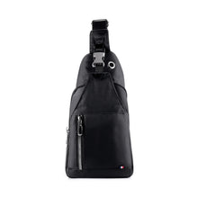Load image into Gallery viewer, Black Nylon Sling Bag with Protective Buckle and Zipper Compartments