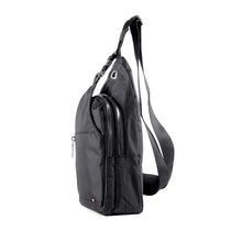 Load image into Gallery viewer, Black Nylon Sling Bag with Protective Buckle and Zipper Compartments