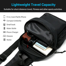 Load image into Gallery viewer, Waterproof Nylon Sling Bag for Travel and Fitness - Black with Bottle Holder