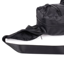 Load image into Gallery viewer, Black Polyester Sling Bag with 3 Zipper Compartments – Spacious & Adjustable