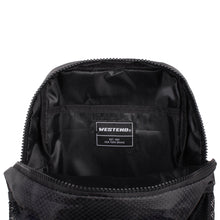 Load image into Gallery viewer, Black Polyester Sling Bag with 3 Zipper Compartments – Spacious & Adjustable