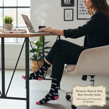 Load image into Gallery viewer, Women's Black & Pink "Boss" Novelty Socks