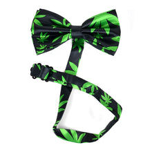 Load image into Gallery viewer, Green cannabis leaf bow tie full view