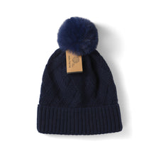Load image into Gallery viewer, Ladies Winter Cable Knit Beanie with Pom