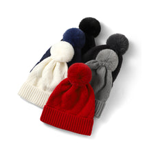Load image into Gallery viewer, Ladies Winter Cable Knit Beanie with Pom