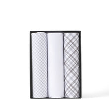 Load image into Gallery viewer, Men's Cotton Solid & Plaid Gray Handkerchiefs 3 Piece Set