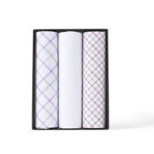 Load image into Gallery viewer, Men's Cotton Solid & Plaid Purple Handkerchiefs 3 Piece Set