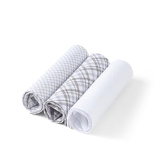 Load image into Gallery viewer, Men's Cotton Solid & Plaid Gray Handkerchiefs 3 Piece Set