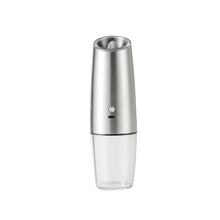 Load image into Gallery viewer, Rechargeable Gravity Electric Salt and Pepper Grinder – LED Light & Adjustable Coarseness (Silver, No Batteries Required)