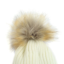 Load image into Gallery viewer, Kid's Ribbed & Cable Knit Pom Beanie Ski Hat