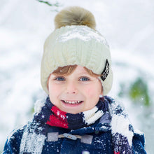 Load image into Gallery viewer, Kid's Ribbed & Cable Knit Pom Beanie Ski Hat