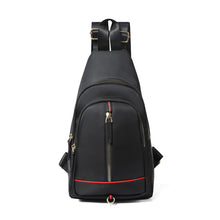 Load image into Gallery viewer, Modern Black Nylon Backpack Featuring a Red Stripe