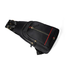 Load image into Gallery viewer, Modern Black Nylon Backpack Featuring a Red Stripe
