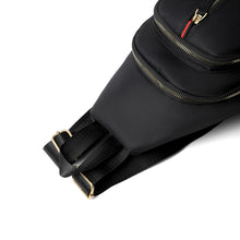Load image into Gallery viewer, Modern Black Nylon Backpack Featuring a Red Stripe