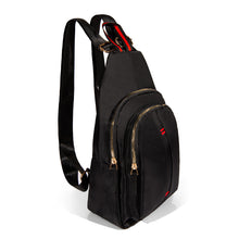 Load image into Gallery viewer, Nollia black nylon sport backpack with red accents