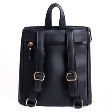 Load image into Gallery viewer, Ladies Black PU Backpack with Gold Chain
