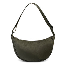 Load image into Gallery viewer, Sporty olive crescent-shaped nylon shoulder bag