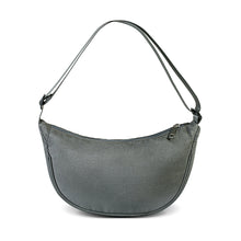Load image into Gallery viewer, Sporty charcoal crescent-shaped nylon shoulder bag