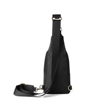 Load image into Gallery viewer, Elegant Woven Vegan Leather Crossbody Bag with Gold Accents - Black