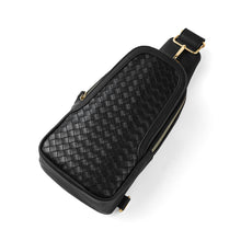 Load image into Gallery viewer, Elegant Woven Vegan Leather Crossbody Bag with Gold Accents - Black