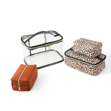 Load image into Gallery viewer, 4pc Leopard Brown Cosmetic Set