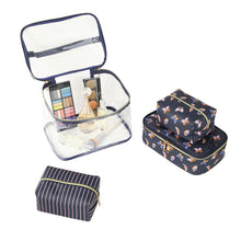 Load image into Gallery viewer, 4pc Butterflies and Stripes Print Cosmetic Set