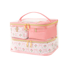 Load image into Gallery viewer, 4pc Bows and Flowers Print Cosmetic Set