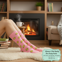 Load image into Gallery viewer, Nollia Women's Pink Smiley Face Novelty Socks