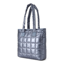 Load image into Gallery viewer, Ladies Nylon Puffer Quilt Tote Bag – Black, Green, Silver, Light Blue