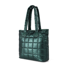 Load image into Gallery viewer, Ladies Nylon Puffer Quilt Tote Bag – Black, Green, Silver, Light Blue