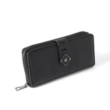 Load image into Gallery viewer, Nollia Ladies Classy Vegan Leather Long Tab Wallet – Black or Mauve