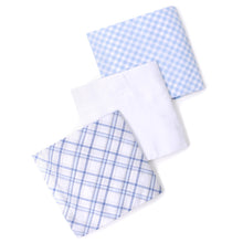 Load image into Gallery viewer, Men's Cotton Solid & Plaid Blue Handkerchiefs 3 Piece Set