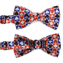 Load image into Gallery viewer, Men's Checkered Poker Card Suits Banded Bow Tie