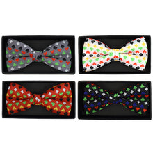 Load image into Gallery viewer, Men's Poker Card Suits Pattern Banded Bow Tie