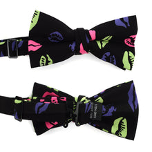 Load image into Gallery viewer, Men's Lips & Kiss Pattern Banded Bow Tie – Neon Print
