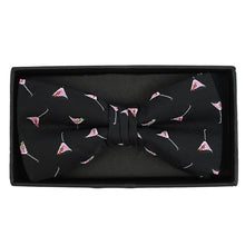 Load image into Gallery viewer, Men's Martini Glass Pattern Banded Bow Tie